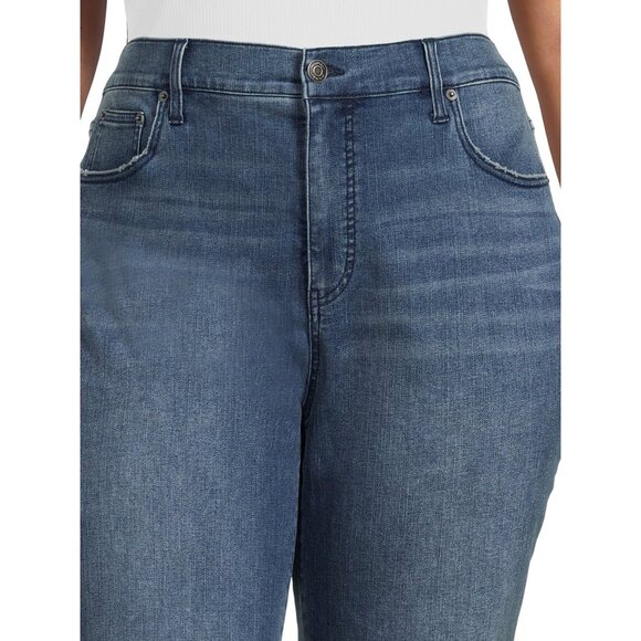Terra & Sky Cropped Jeans Elastic Back High Rise Women's Plus Size 4X (28W-30W) - Picture 5 of 10